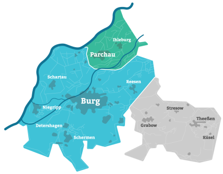 Versorgungsgebiet Burg als Karte