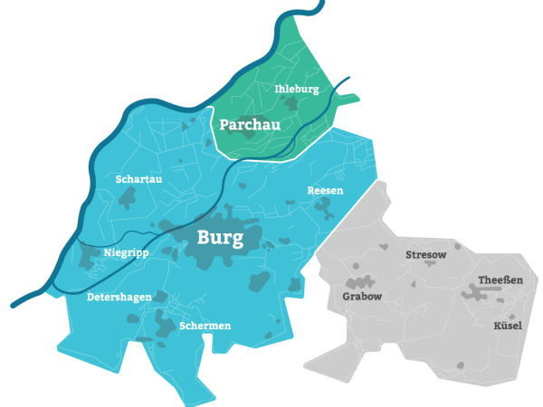 Versorgungsgebiet Burg als Karte